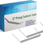 OLYMPX 100 Pcs of 2” Capacity Premium Metal Prong Paper Fastener Bases, 2.75 Inch Base for Paper File Clip Folder Accessories, Box of 100